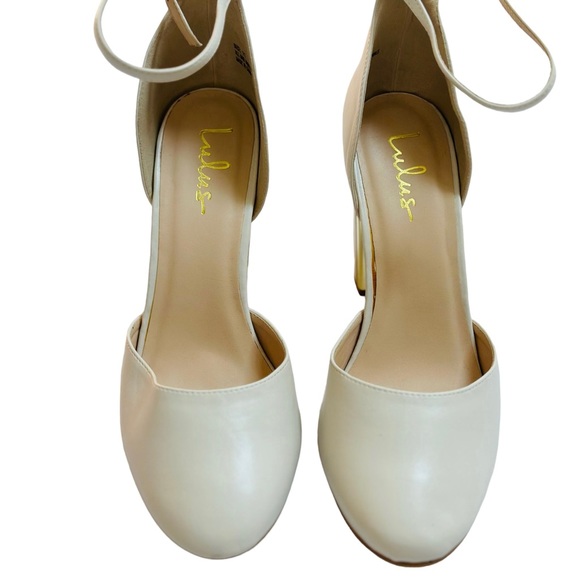 Lulus Off White Ankle Strap Heels Shoes - Picture 3 of 10